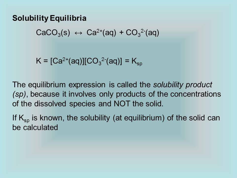 Write an expression for ksp for the dissolution of caco3 mass